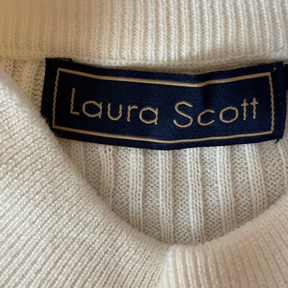 Laura Scott Ivory Ribbed Knit Mock Neck Sweater Women XL NWT Vintage - Picture 4 of 12